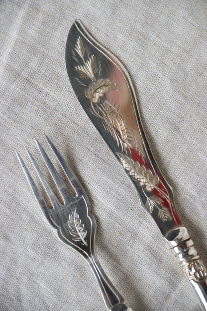 Antique Philip Ashberry Silverplate Fish Set