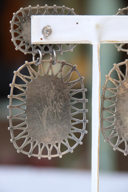 Artist Signed Metal Earrings