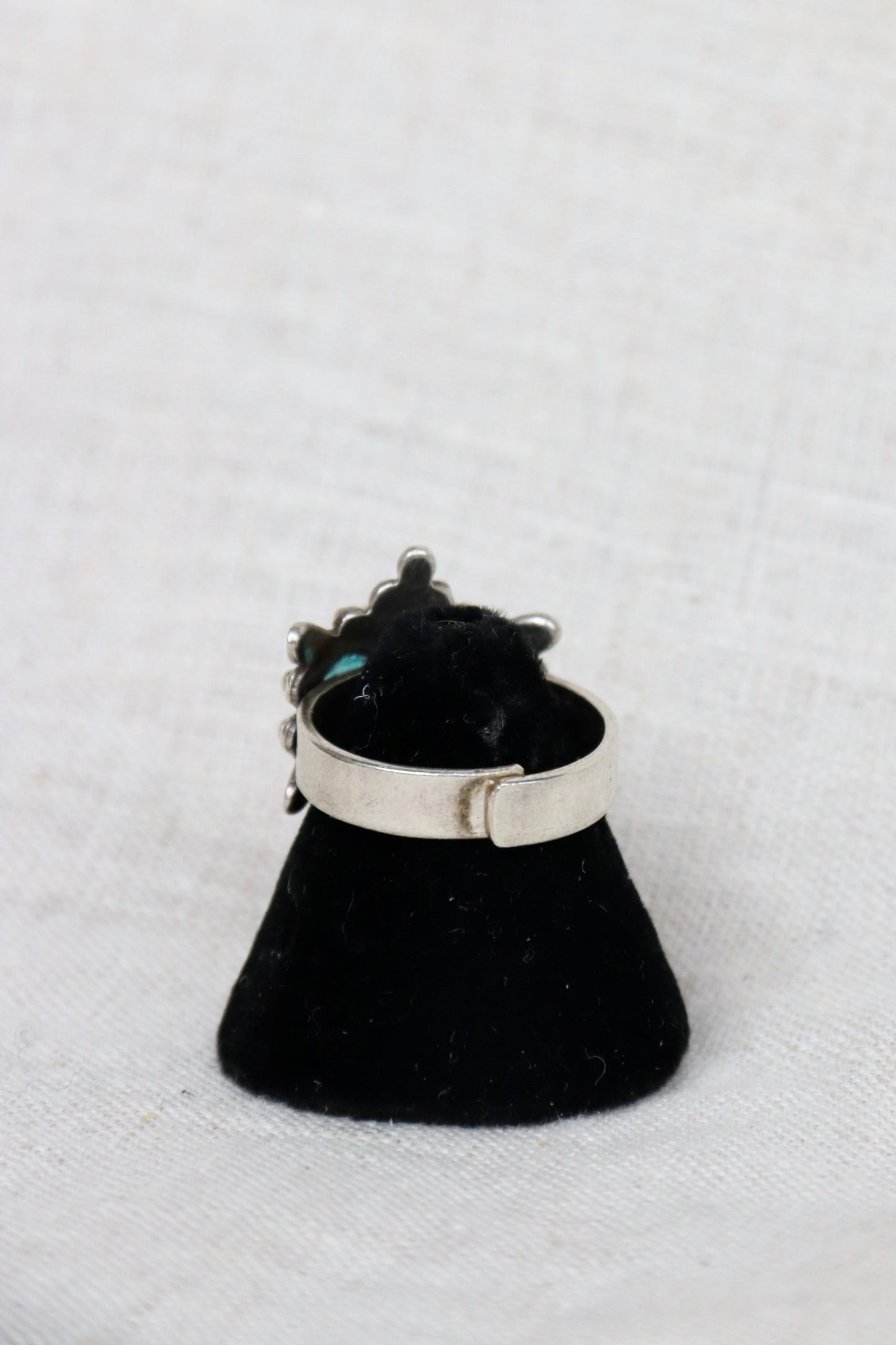 Sterling Silver adjustable green stone ring