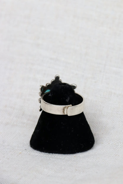 Sterling Silver adjustable green stone ring