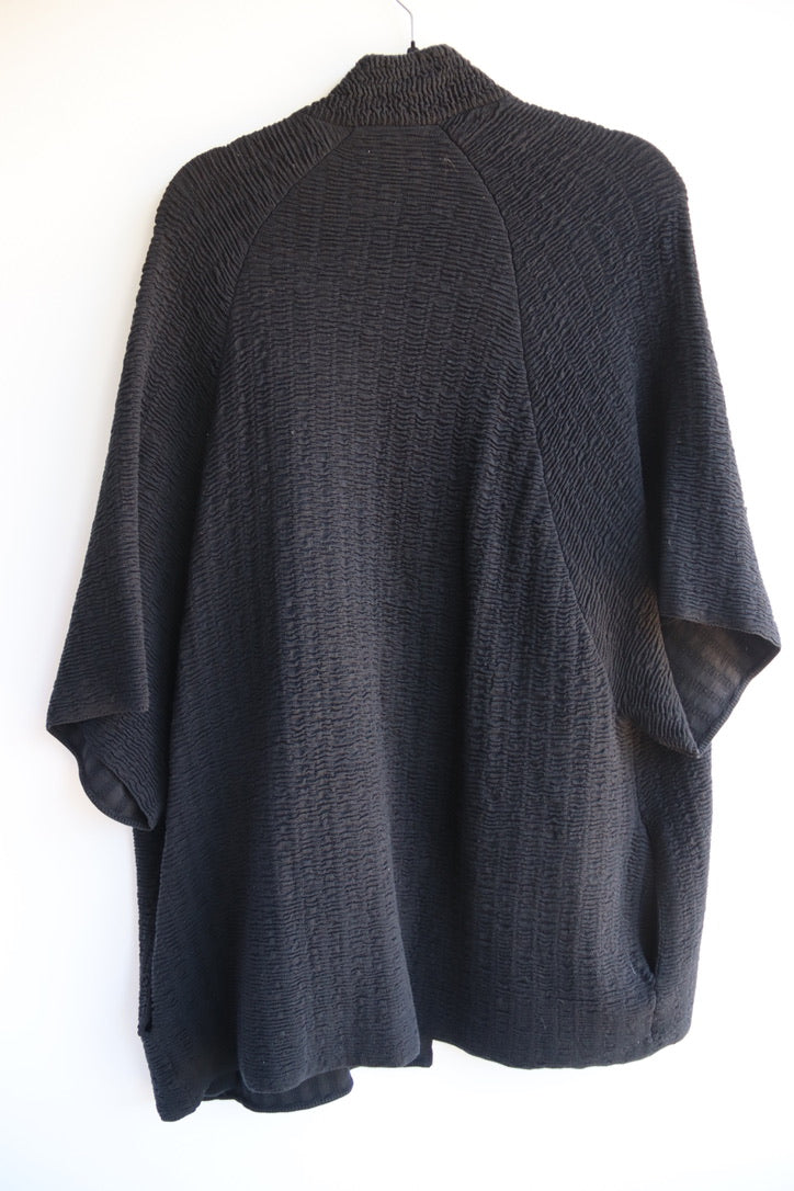 Eileen Fisher Black Crinkle Cardigan Top