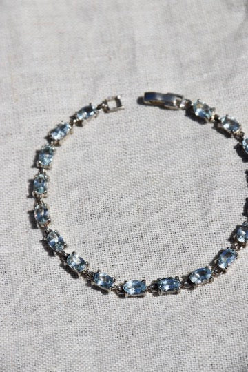 Sterling Silver Aquamarine Line Bracelet