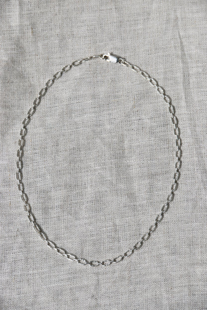 Sterling Silver Hammered Oval Chain Necklace
