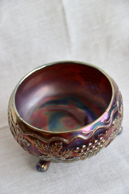 Amethyst Carnival Glass Footed Bowl (as is)