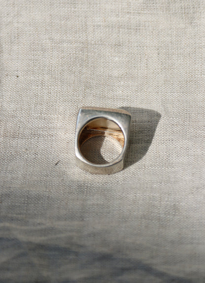 Square Mother of Pearl Sterling Silver Ring