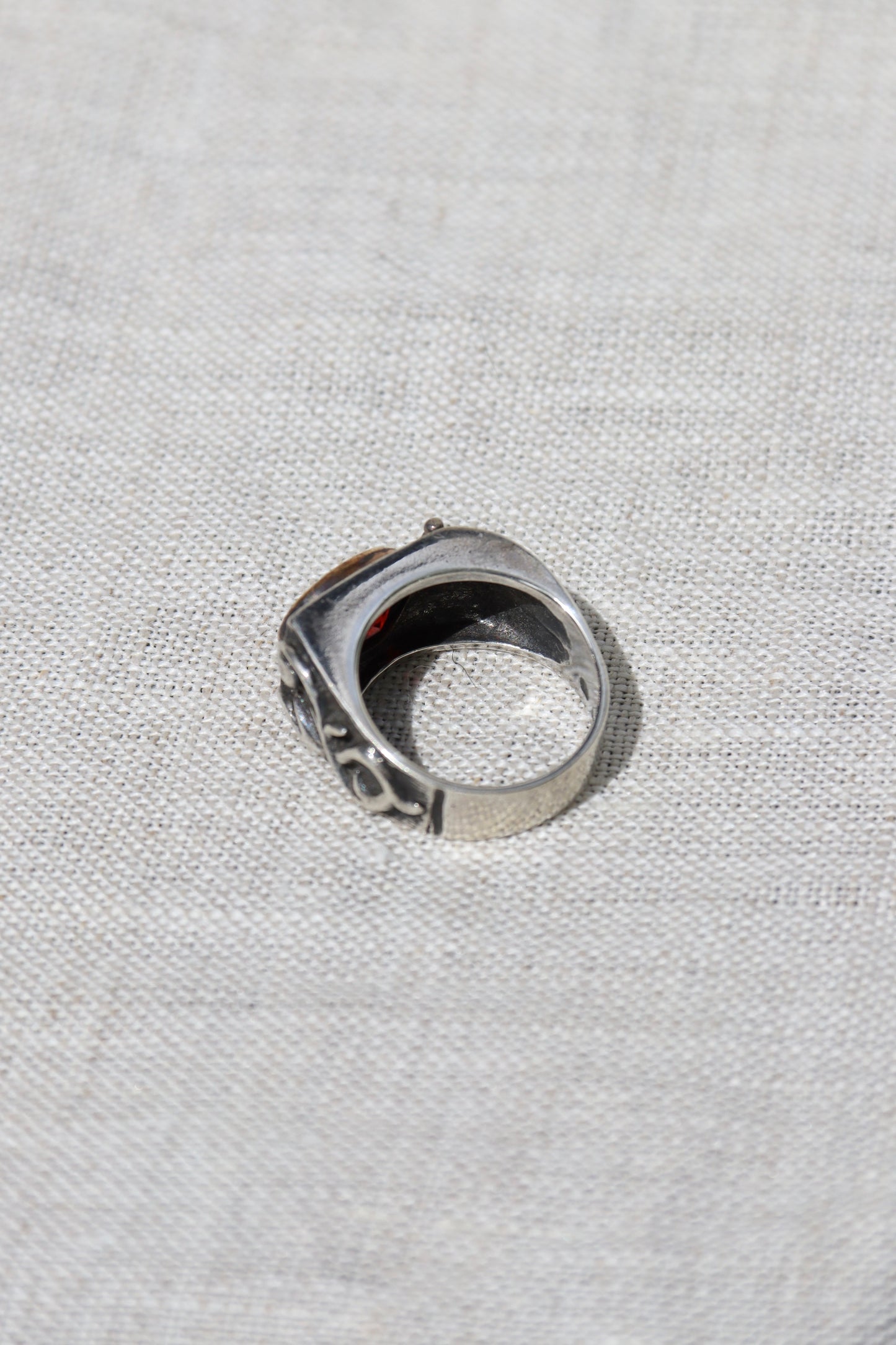 Sterling Silver Garnet Ring with 18k Gold Details