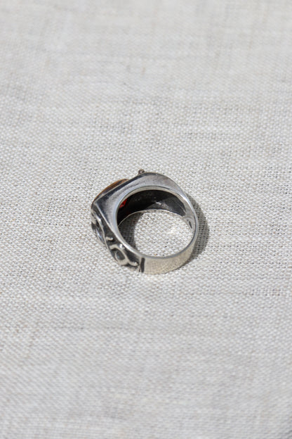 Sterling Silver Garnet Ring with 18k Gold Details