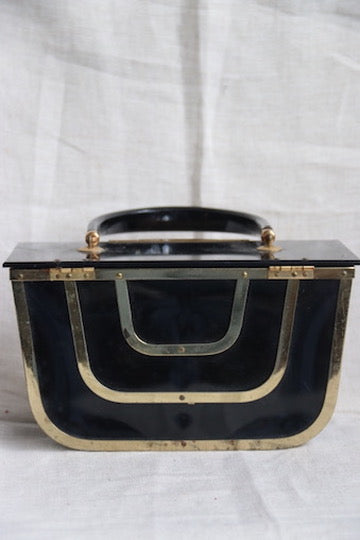 90s Black Purse with Gold Details