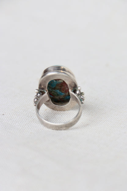 Sterling Silver Rainbow Calsilica ring