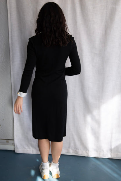 St. John Santana Black w/ White Collar Dress