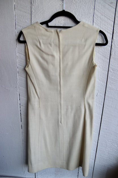 Vintage 60s White V-Neck Dress