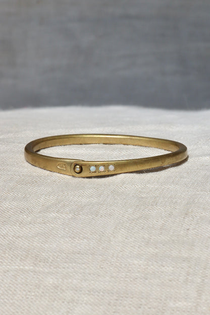 Scosha Brass Bangle Bracelet with Opal and Diamond
