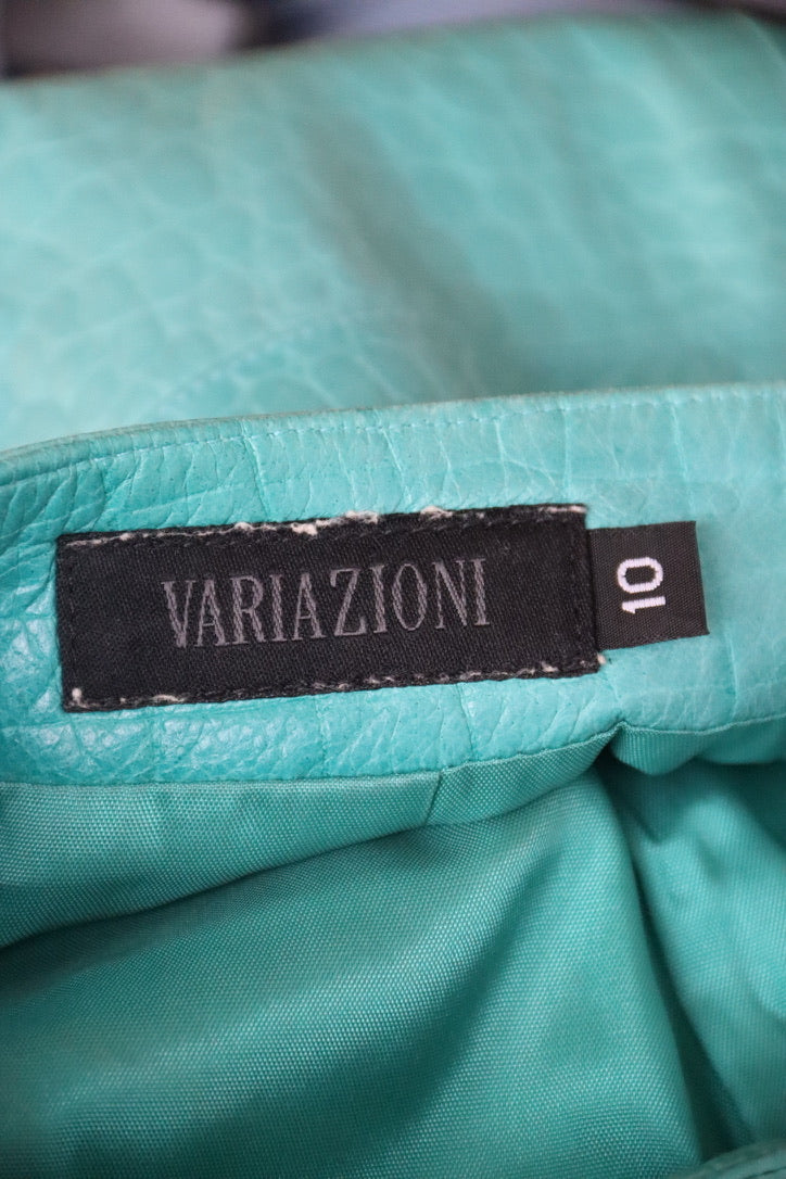 Variazioni turquoise leather skirt