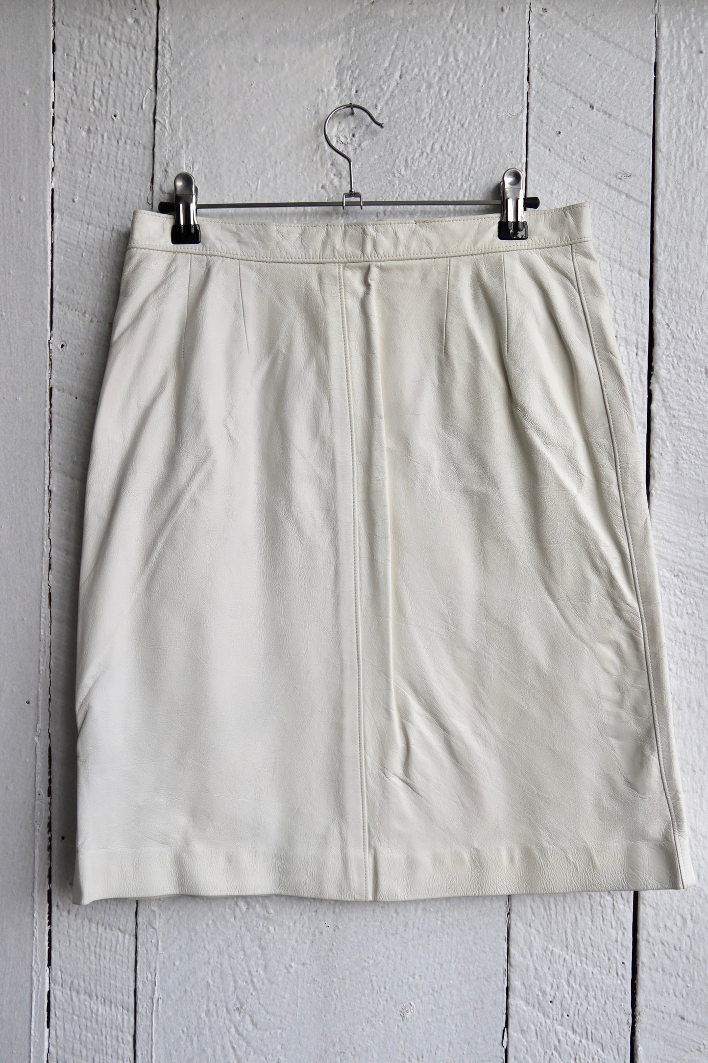 Peggy Martin White Leather Skirt