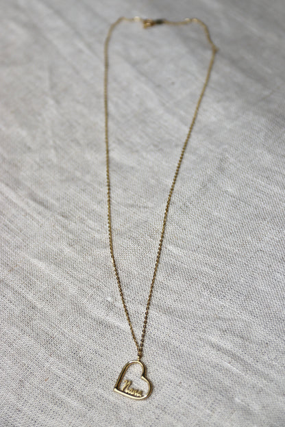 10K Yellow Gold "Nana" Heart Necklace