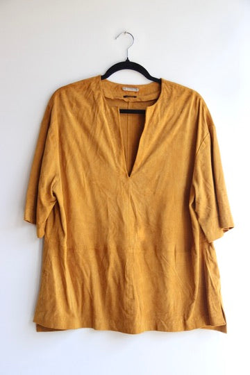 Massimo Dutti Mustard Yellow Suede Top
