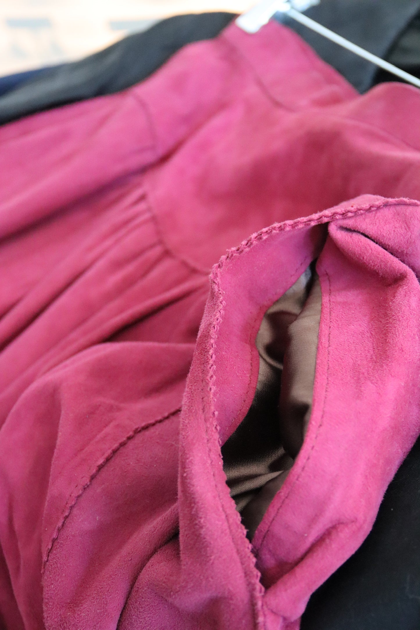 Lotus Maroon Leather Skirt - as is