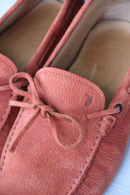 Tod's Gommino Orange Leather Loafers