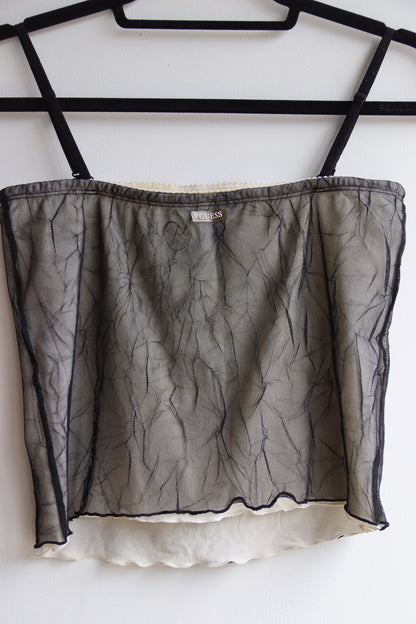 Vintage Guess Black Mesh Crinkle Top