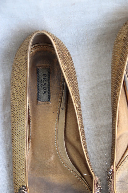 Prada Gold Flats