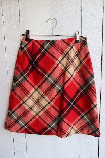 Vintage 1970s Garland Plaid Wool Mini Skirt