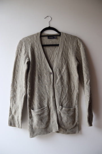 Ralph Lauren “Polo” Grey Cashmere Button Sweater - as is