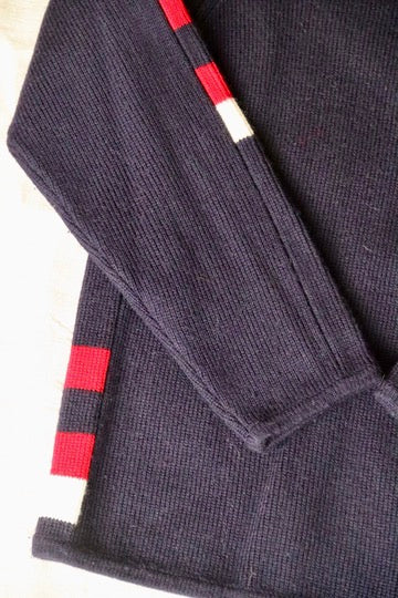 Vintage 90s Land's End Navy Color Block Wool Sweater