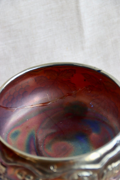 Amethyst Carnival Glass Footed Bowl (as is)