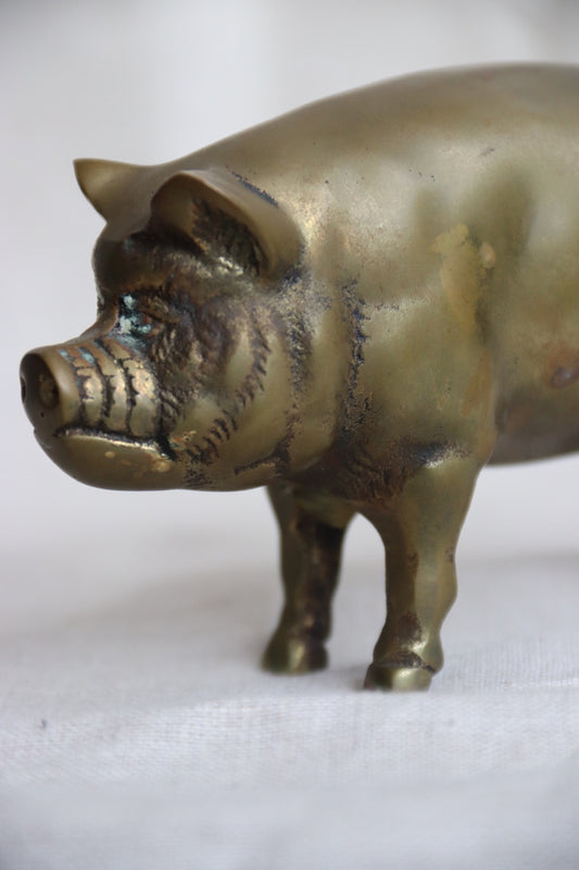 Brass Pig Figurine