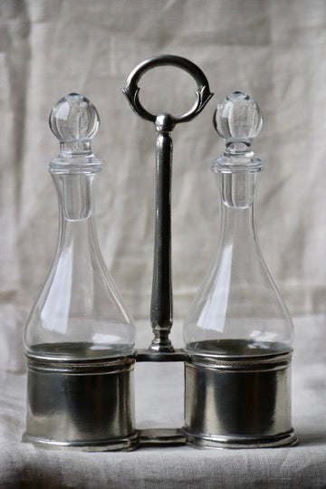 Pewter Oil and Vinegar Cruet Set