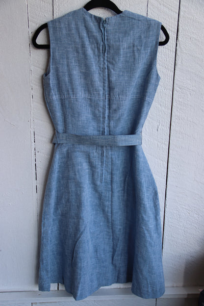 Vintage 60s Miss Donna Blue Belted Dress