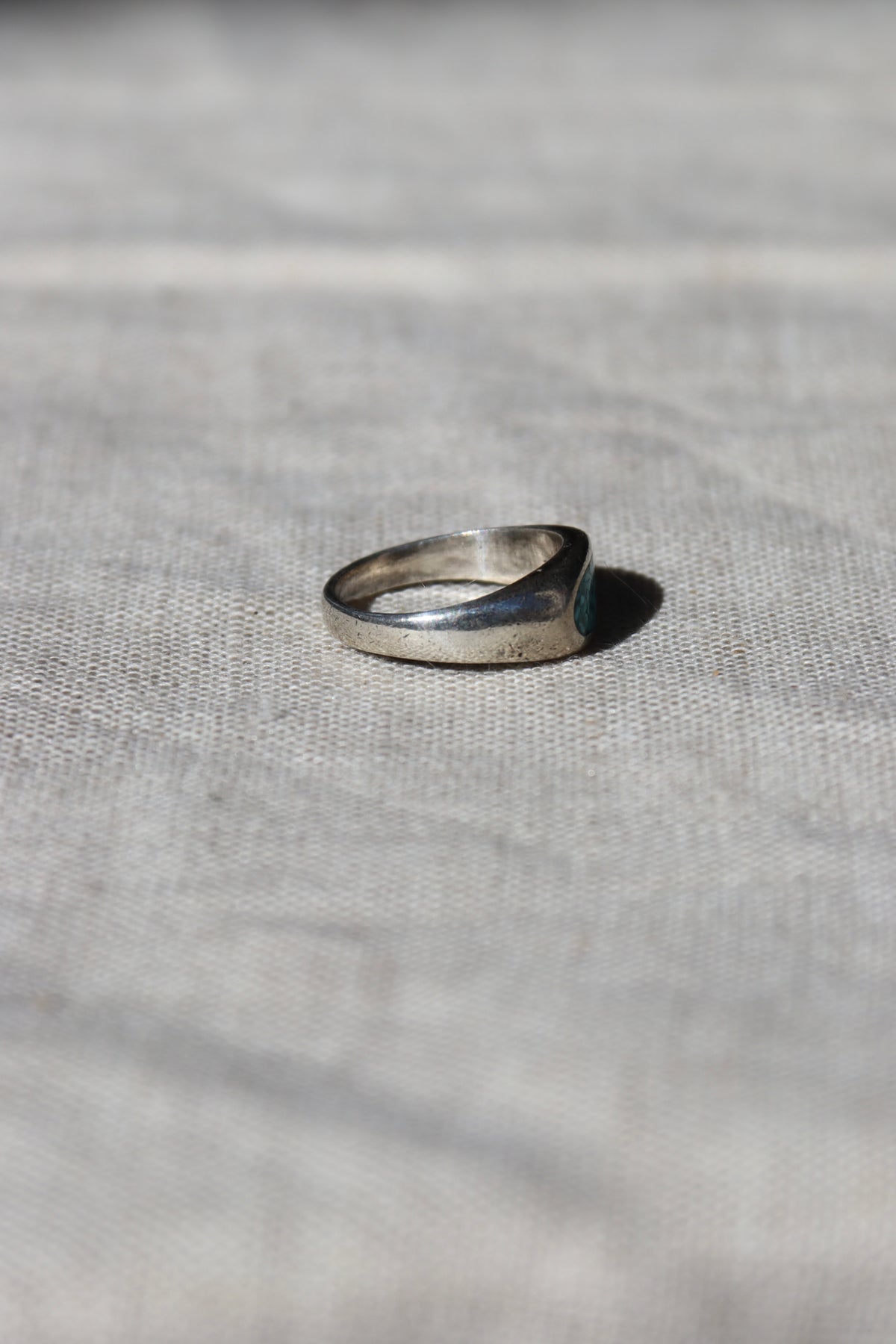 turquoise inlay sterling silver signet ring