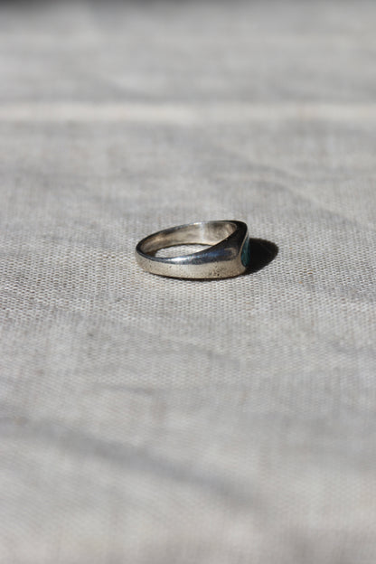 turquoise inlay sterling silver signet ring
