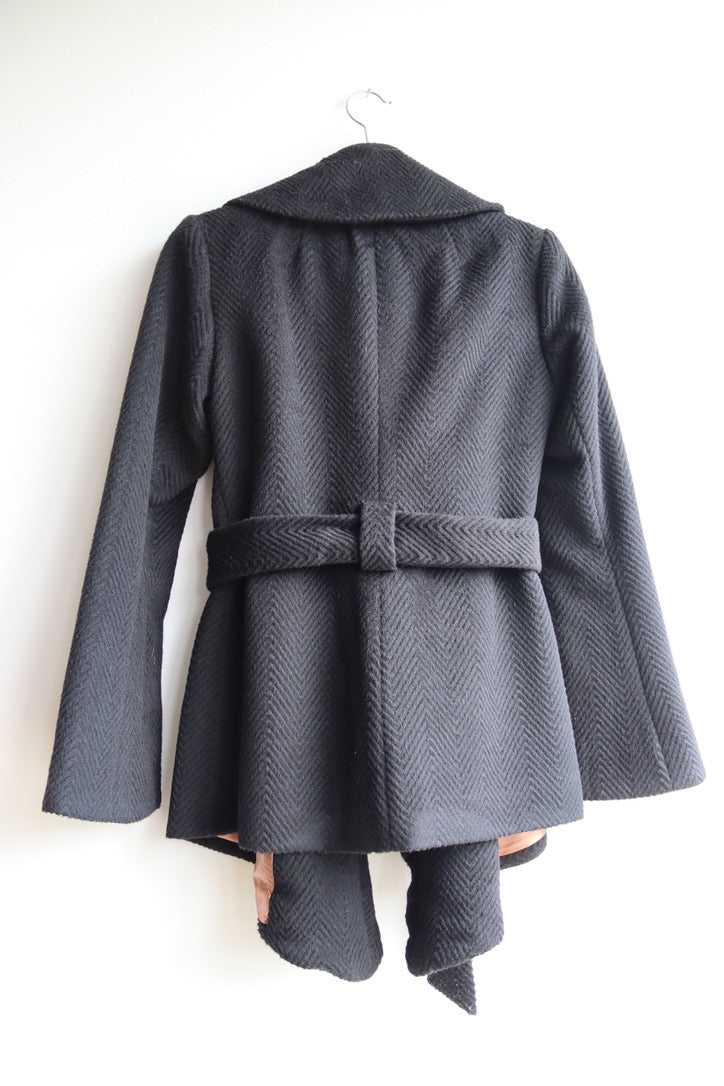 Vintage Yoana Baraschi Black Wool Wrap Coat