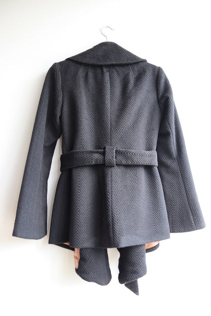 Vintage Yoana Baraschi Black Wool Wrap Coat