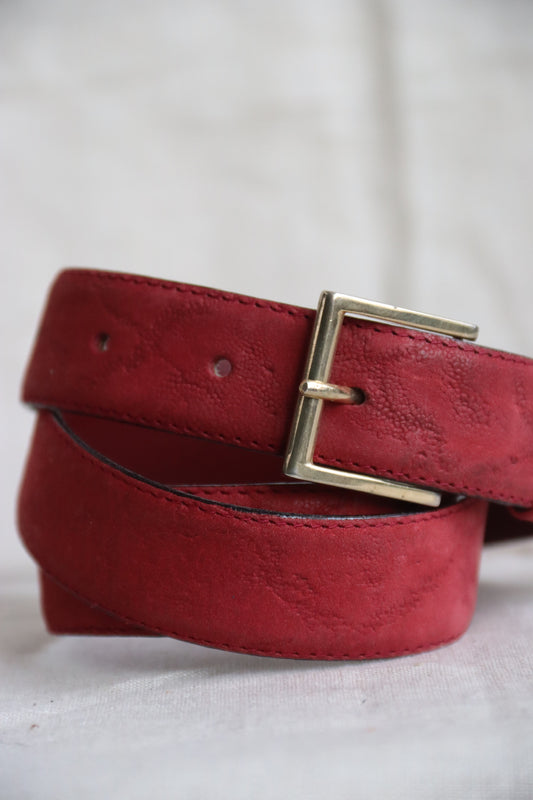 Red Leather Belt - 32