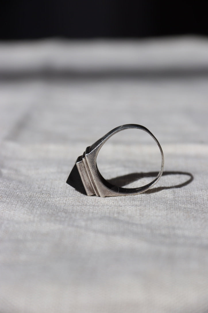 Onyx Pyramid Sterling Silver Ring