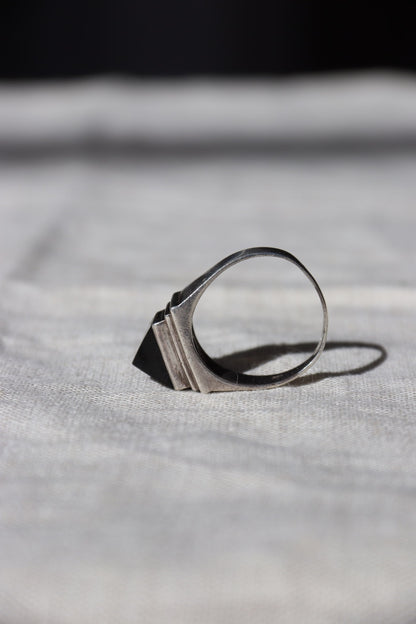 Onyx Pyramid Sterling Silver Ring