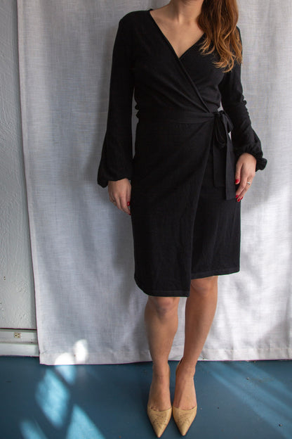 Akris Bergdorf Goodman Black Cashmere Wrap Dress