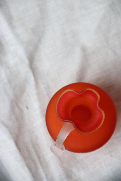 Bright Orange Frosted Glass Mini Vase