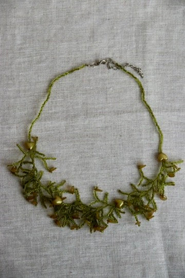 Vintage Beaded Green Necklace