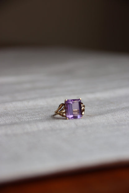 10K Amethyst Ring with Openwork Shoulders