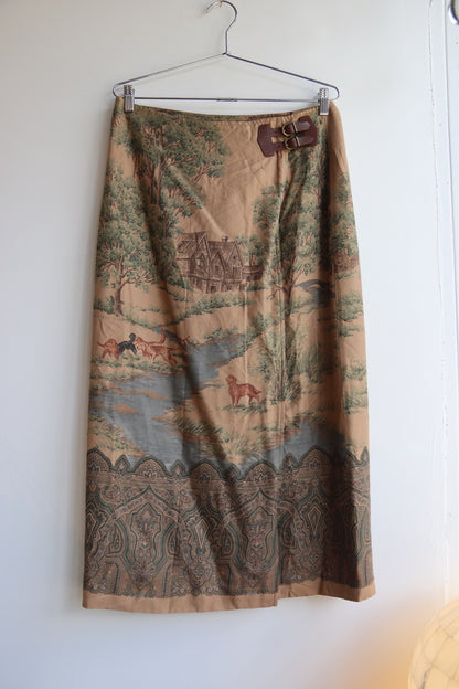 Lauren Ralph Lauren vintage "Balmoral Hunt Scene" wrap skirt