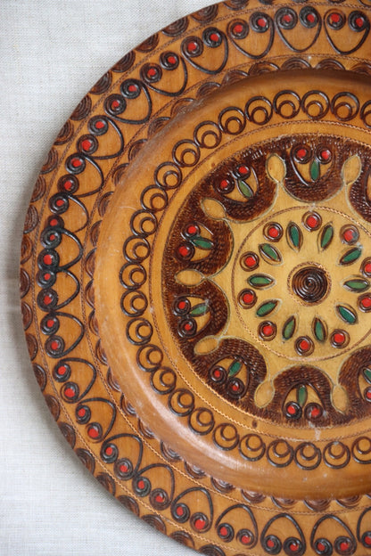 Vintage Wooden Painted Wall Plate