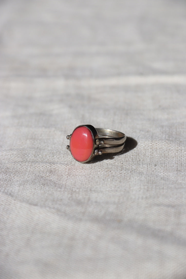 Larimar and Peach Agate Sterling Silver Flip Ring