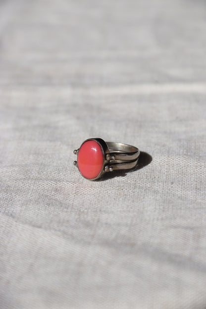 Larimar and Peach Agate Sterling Silver Flip Ring