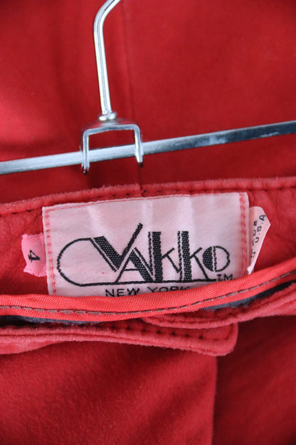 Vakko Red Leather Pants