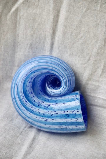 Handmade Blue Glass Shell