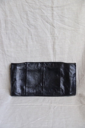 Vintage black snakeskin leather clutch