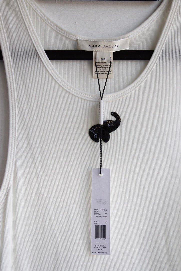 Marc Jacobs White Tank Top with Black Elephant - NWT